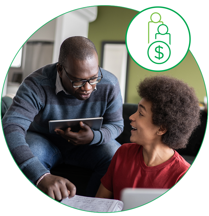 Father monitors his son's spending habits by using Family Banking