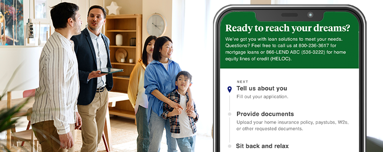 A family tours a home with a realtor