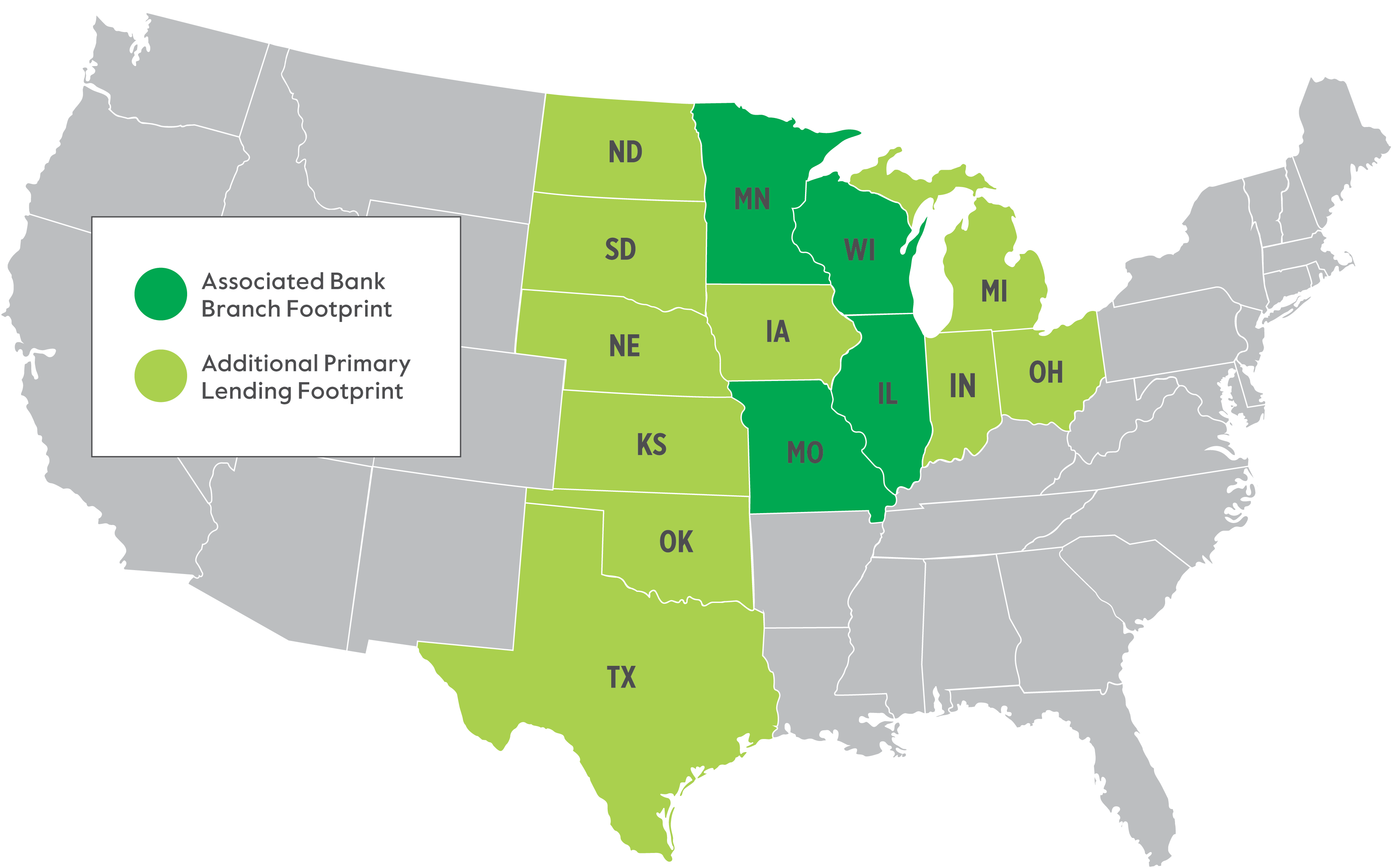Associated Bank footprint map