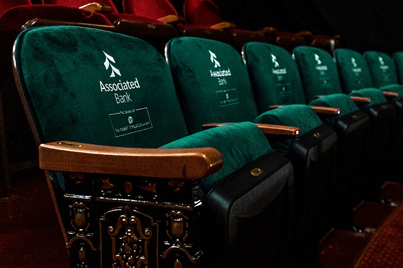 A row of Associated Bank’s VIP Green seats at a Pabst Theater Group show
