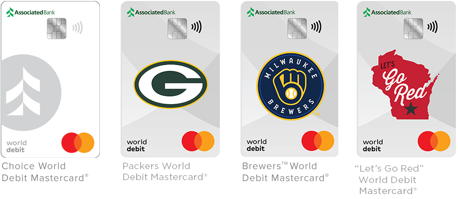 World Debit Card Options: Associated Bank, Packers, Brewers, Lets go Red